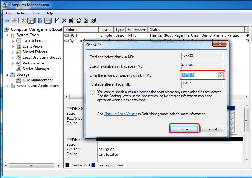 How to Shrink a Windows 7 Hard Drive Partition and Create New Drives